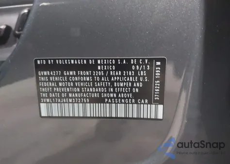 2014 Volkswagen Jetta 1.8T Sel из США, поврежденный, VIN 3VWL17AJ6EM372759